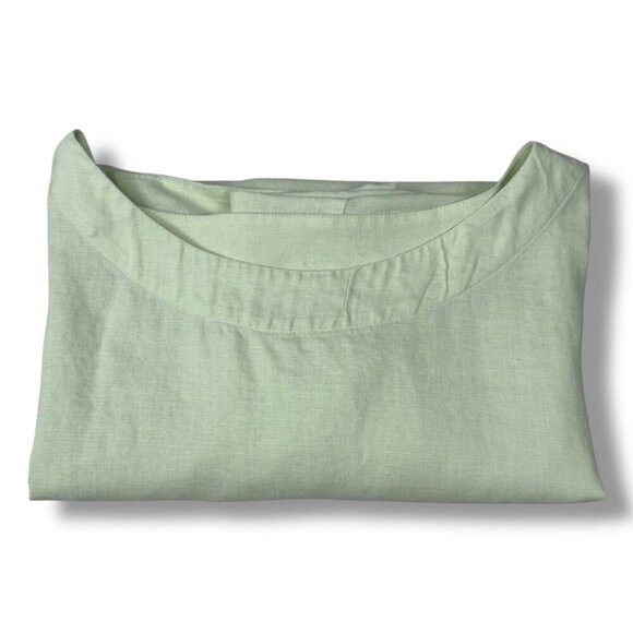 Pure Jill 100% Linen Kimono Top Womens Size L Soft Green Oversized Boxy Pullover - Picture 2 of 8